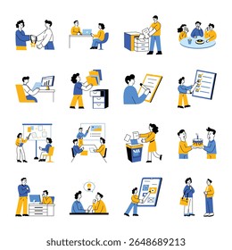 Collection of Flat Style Office Illustrations 
