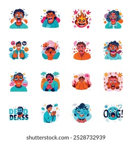 Collection of Flat Style Reaction Stickers 

