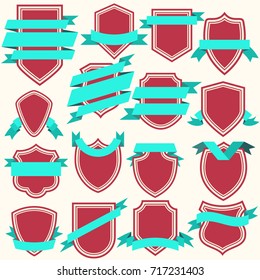 Collection of flat style shields and ribbons