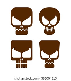 collection of flat style skull icons