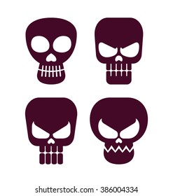 collection of flat style skull icons