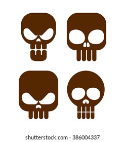 collection of flat style skull icons