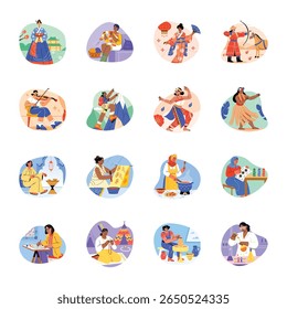 Collection of Flat Style Women Lifestyle Illustrations 

