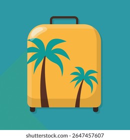 Collection of flat summer icons including tropical elements, beach items, and travel essentials. Perfect for web, apps, posters, and seasonal designs.