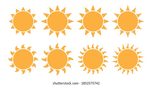 Collection of flat sun icons. Isolated vector icon.