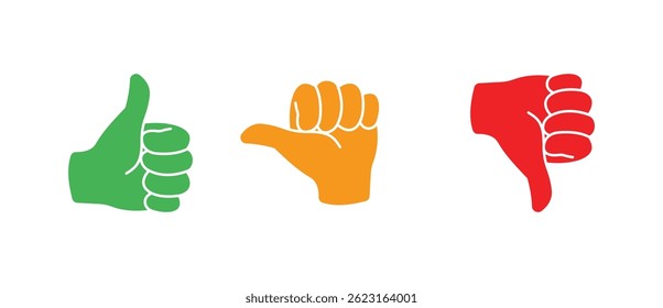 Colección de pulgares planos para arriba icono de diseño Vector