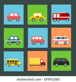 Collection of flat transport icons 