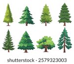 Collection of flat trees Icon. Can be used to illustrate any nature or healthy lifestyle topic.