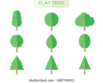 Collection of flat trees Icon. Can be used to illustrate any nature or healthy lifestyle topic.