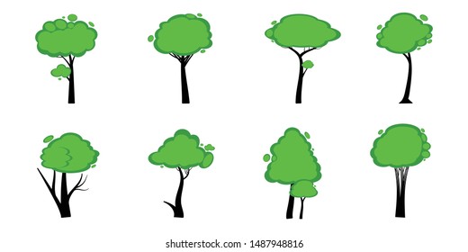 Collection of flat trees Icon. Can be used to illustrate any nature or healthy lifestyle topic.
