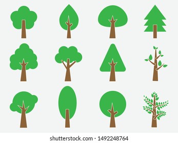 Collection of flat trees Icon. Can be used to illustrate any nature or healthy lifestyle topic.