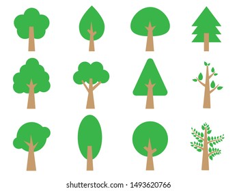 Collection of flat trees Icon. Can be used to illustrate any nature or healthy lifestyle topic.