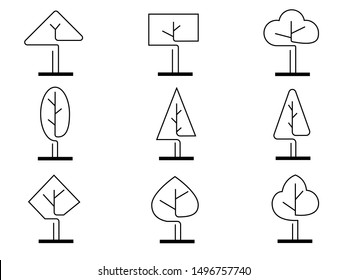 Collection of flat trees Icon. Can be used to illustrate any nature or healthy lifestyle topic.