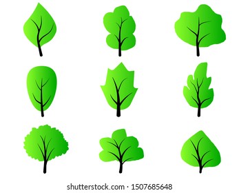 Collection of flat trees Icon. Can be used to illustrate any nature or healthy lifestyle topic.