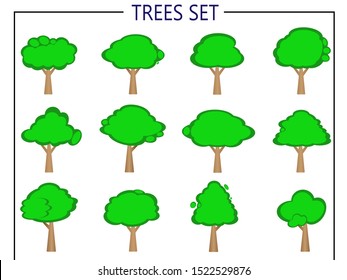 Collection of flat trees Icon. Can be used to illustrate any nature or healthy lifestyle topic.