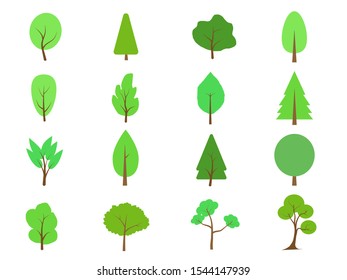 Collection of flat trees Icon. Can be used to illustrate any nature or healthy lifestyle topic.