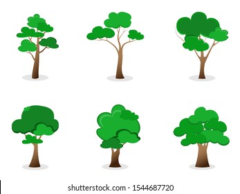 Collection of flat trees Icon. Can be used to illustrate any nature or healthy lifestyle topic.