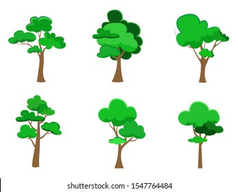 Collection of flat trees Icon. Can be used to illustrate any nature or healthy lifestyle topic.