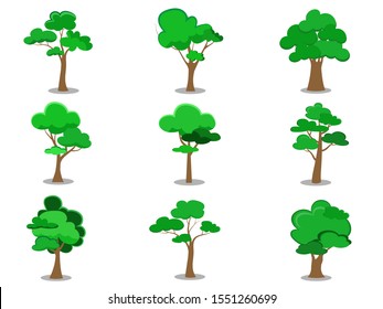 Collection of flat trees Icon. Can be used to illustrate any nature or healthy lifestyle topic.