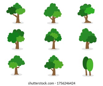 Collection of flat trees Icon. Can be used to illustrate any nature or healthy lifestyle topic.