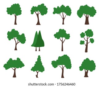 Collection of flat trees Icon. Can be used to illustrate any nature or healthy lifestyle topic.