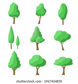 Collection of flat trees Icon. Can be used to illustrate any nature or healthy lifestyle topic.