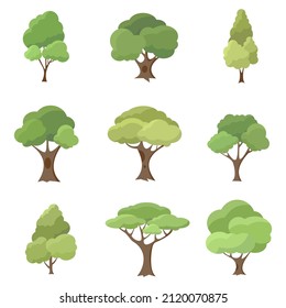 Collection of flat trees Icon. Can be used to illustrate any nature or healthy lifestyle topic.