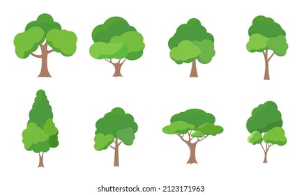 Collection of flat trees Icon. Can be used to illustrate any nature or healthy lifestyle topic.