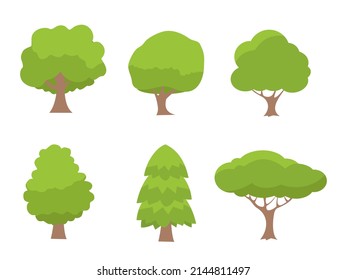 Collection of flat trees Icon. Can be used to illustrate any nature or healthy lifestyle topic.