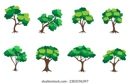 Collection of flat trees Icon. Can be used to illustrate any nature or healthy lifestyle topic.