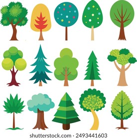 Collection of flat trees Icon. Can be used to illustrate any nature or healthy lifestyle topic.