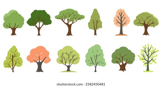 Collection of flat trees Icon. Can be used to illustrate any nature or healthy lifestyle topic.