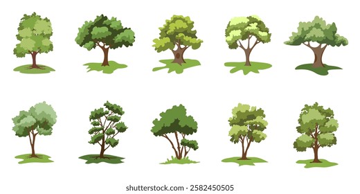 Collection of flat trees Icon. Can be used to illustrate any nature or healthy lifestyle topic.