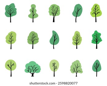 Collection of flat trees Icon. Can be used to illustrate any nature or healthy lifestyle topic.