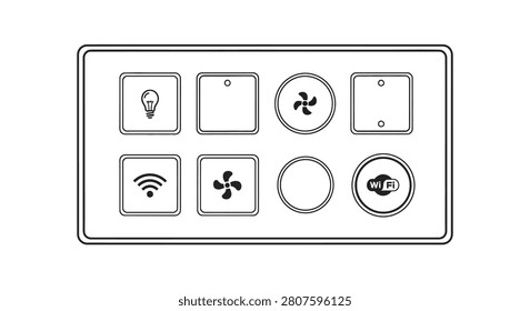 Collection of flat ui icons representing home automation controls black silhouette