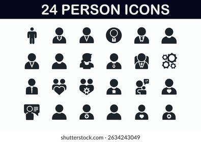 Collection of Flat Vector Icons Representing People and Relationships