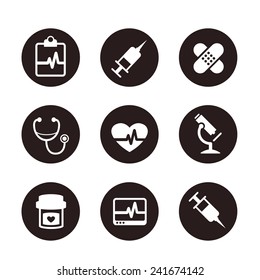 Collection of flat vector medical icons