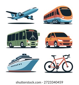 Una colección de iconos planos de viajes en Vector.