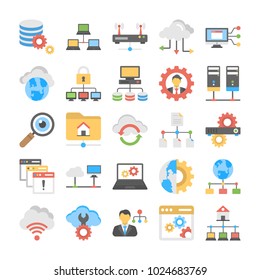 Collection Of Flat Vector Web Hosting Icons