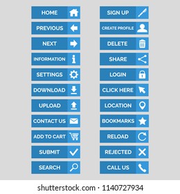 Collection of flat web buttons. Vector illustration