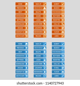 Collection of flat web buttons. Vector illustration