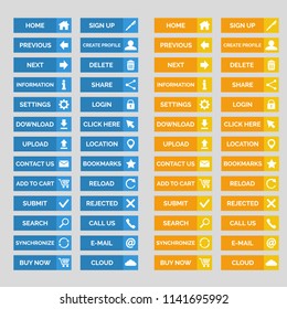 Collection of flat web buttons. Vector illustration