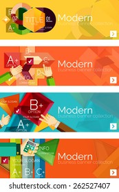 Collection of flat web infographic concepts and banners, various universal set. Paper graphics with gestures, data presentation