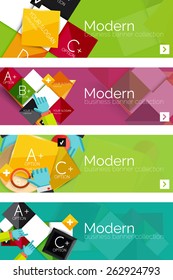 Collection of flat web infographic concepts and banners, various universal set. Paper graphics with gestures, data presentation