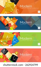 Collection of flat web infographic concepts and banners, various universal set. Paper graphics with gestures, data presentation
