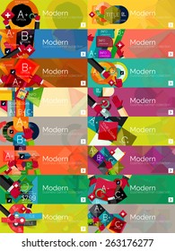 Colección de conceptos y banners de web plana, conjunto universal. Gráficos de papel con gestos, presentación de datos