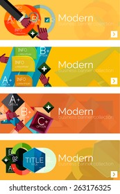 Collection of flat web infographic concepts and banners, various universal set. Paper graphics with gestures, data presentation