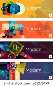 Collection of flat web infographic concepts and banners, various universal set. Paper graphics with gestures, data presentation