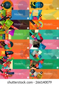 Colección de conceptos y banners de web plana, conjunto universal. Gráficos de papel con gestos, presentación de datos