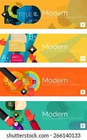 Kollektion von flachen Web-Infografik-Konzepten und Bannern, verschiedene universelle Set. Papiergrafiken mit Gesten, Datendarstellung